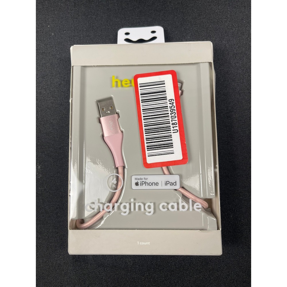 Heyday 4ft Braided USB-A to Lightning Charging Cable Rose Gold C89084LSRG NEW